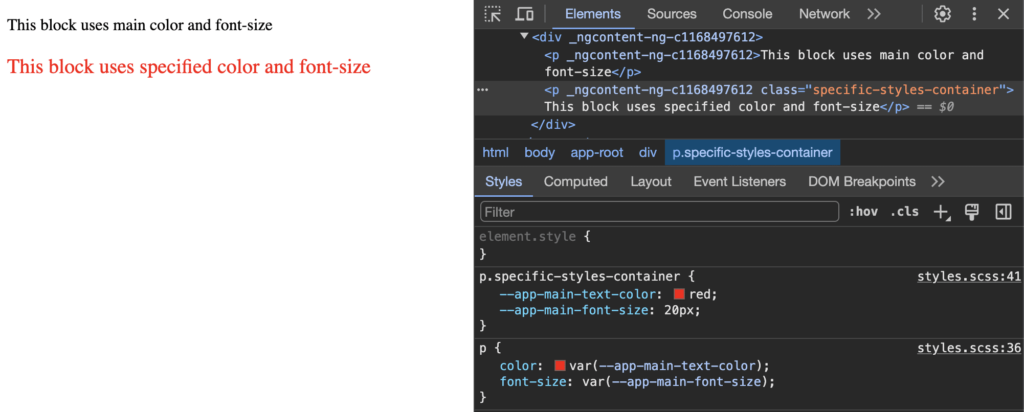 CSS Variables example 1